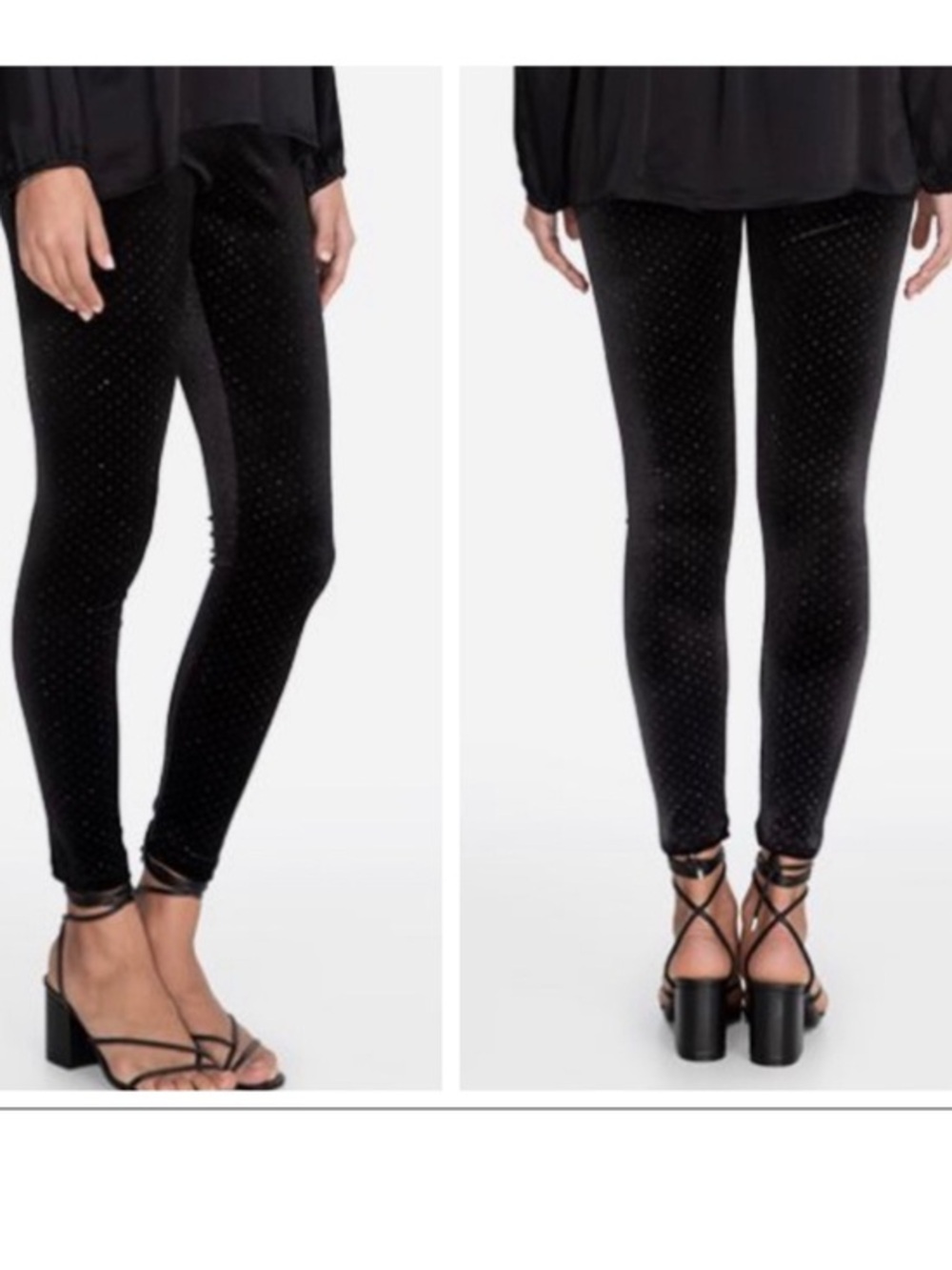 NEW johnny was Frostine Velvet Sparkle Leggings Black Size Small